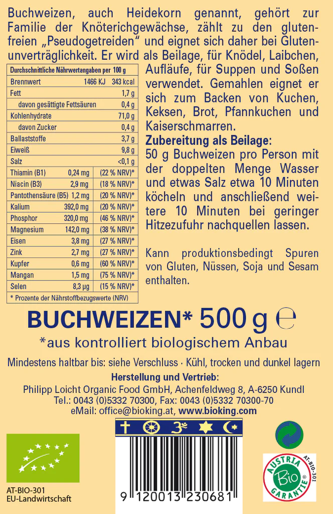 Artikelbild 2 des Artikels “BioKing Bio Buchweizen Ganz, 500g-750g 500g“