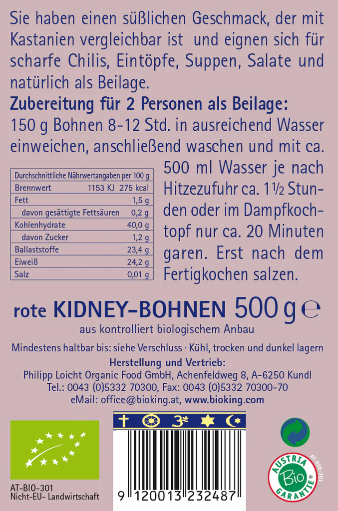 Artikelbild 2 des Artikels “BioKing Bio Rote Kidney-Bohnen, 500g “