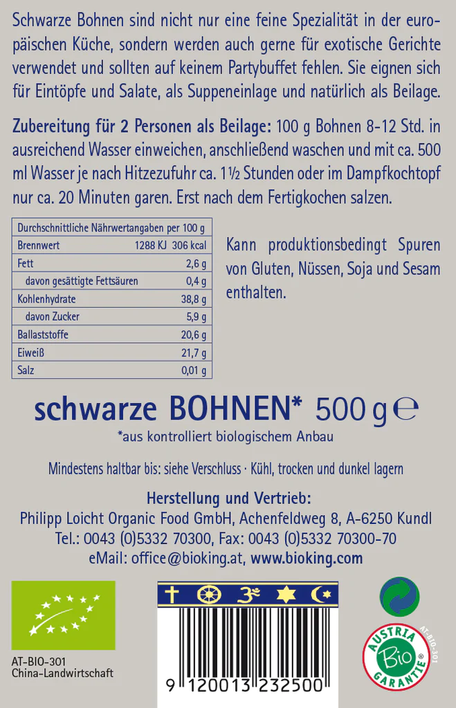Artikelbild 2 des Artikels “BioKing Bio Bohnen Schwarz, 500g “