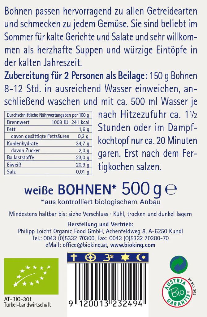 Artikelbild 2 des Artikels “BioKing Bio Bohnen Weiß, 500g “