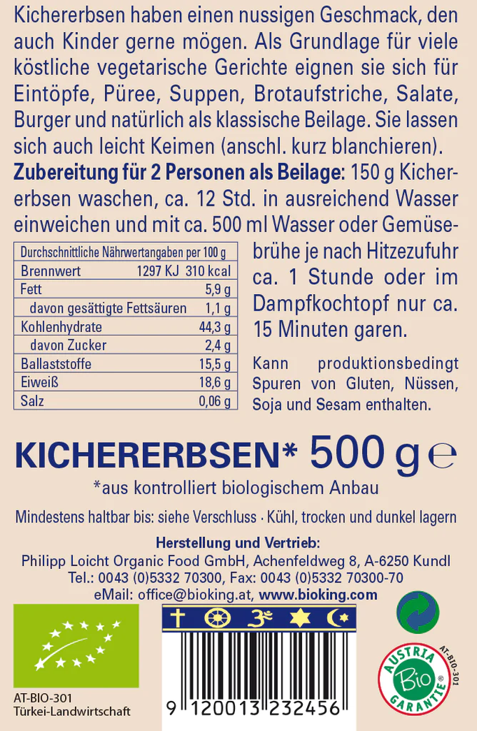 Artikelbild 2 des Artikels “BioKing Bio Kichererbsen, 500g “