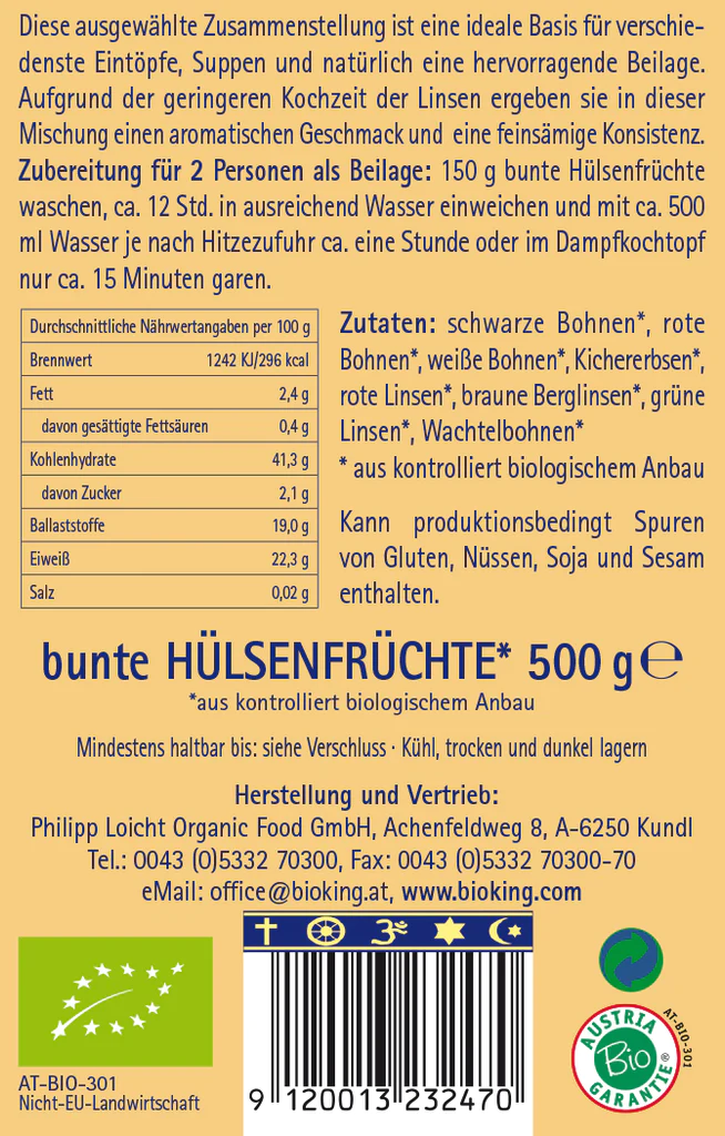 Artikelbild 2 des Artikels “BioKing Bio Hülsenfrüchte bunt, 500g “