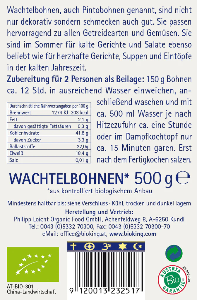 Artikelbild 2 des Artikels “BioKing Bio Wachtelbohnen Pintobohnen, 500g “