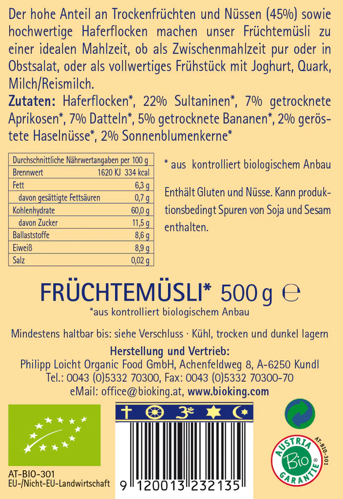 Artikelbild 2 des Artikels “BioKing Bio Früchtemüsli Vegan, 500g “