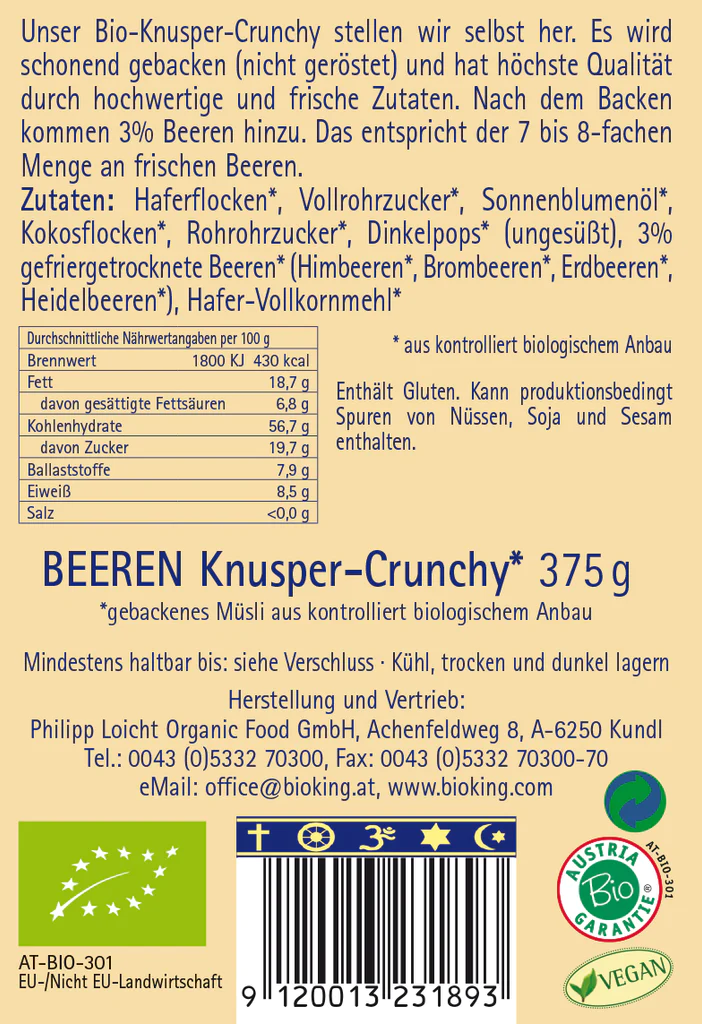 Artikelbild 2 des Artikels “BioKing Bio Crunchy Beeren Müsli, 375g “