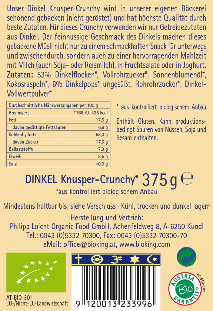 Artikelbild 2 des Artikels “BioKing Bio Crunchy Dinkel Vegan, 375g “