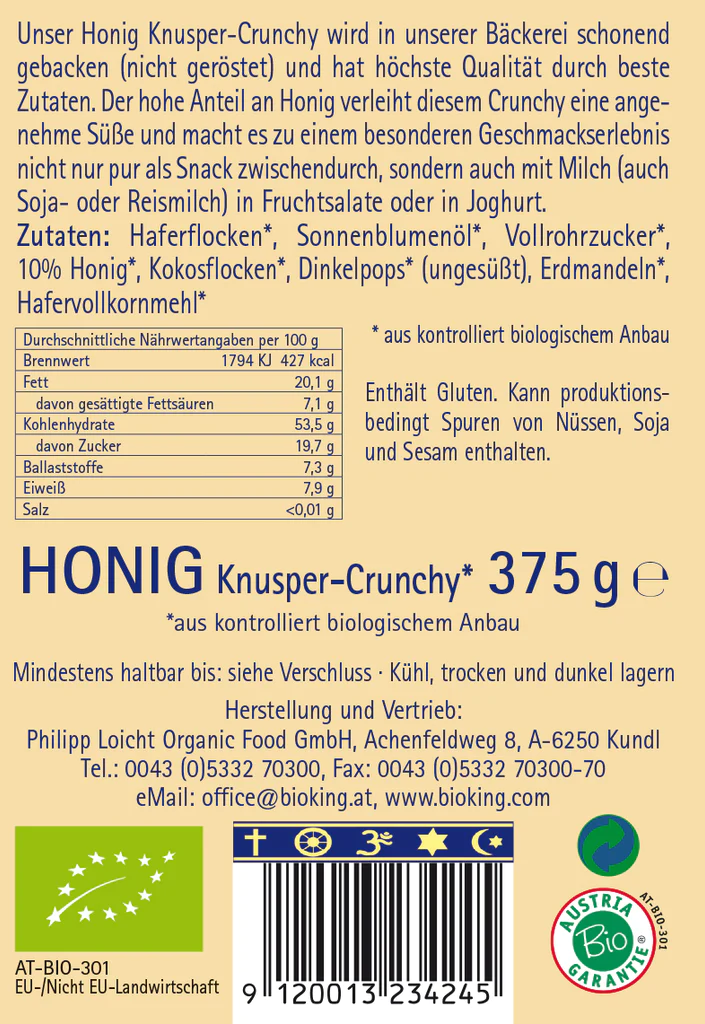 Artikelbild 2 des Artikels “BioKing Bio Crunchy Honig, 375g “
