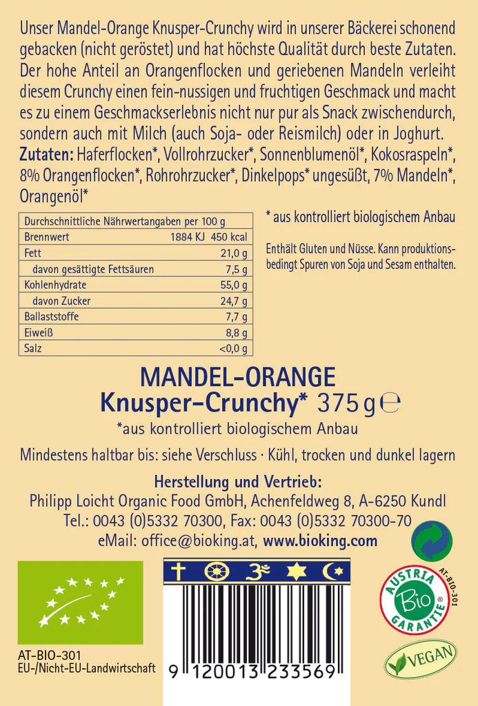 Artikelbild 2 des Artikels “BioKing Bio Crunchy Mandel-Orange, 375g “