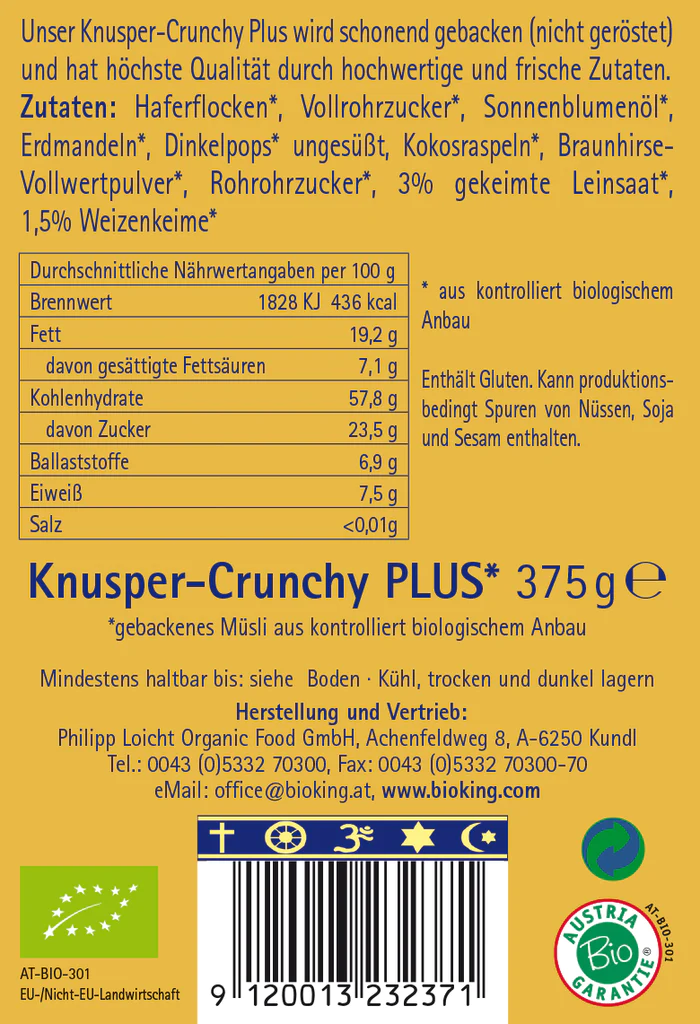 Artikelbild 2 des Artikels “BioKing Bio Crunchy Plus Ballaststoffe, 375g “
