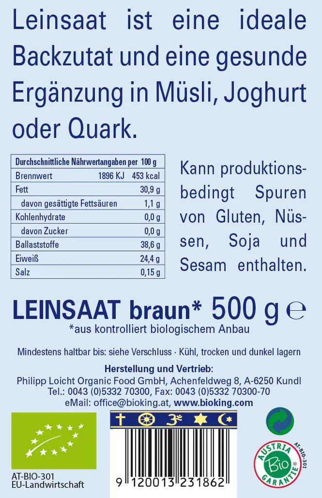 Artikelbild 2 des Artikels “BioKing Bio Leinsaat Braun, 500g “