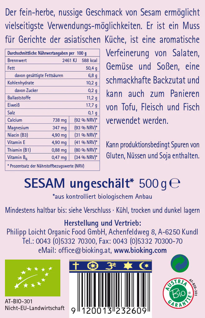 Artikelbild 2 des Artikels “BioKing Bio Sesam ungeschält, 500g “