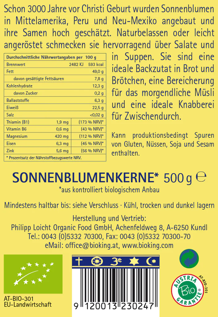 Artikelbild 2 des Artikels “BioKing Bio Sonnenblumenkerne, 500g “