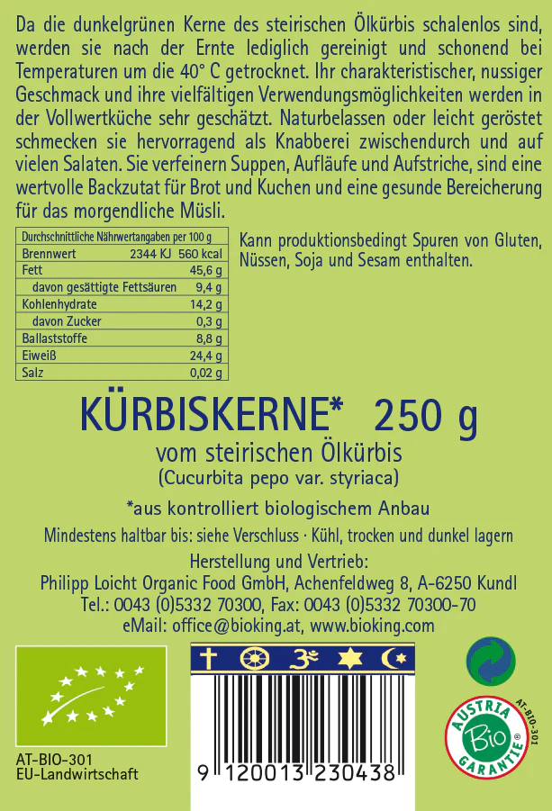 Artikelbild 2 des Artikels “BioKing Bio Kürbiskerne vom Steirischen Ölkürbis Vegan, 250g-1000g “