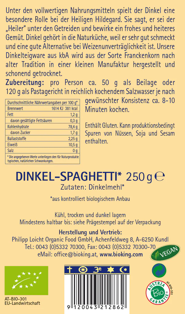 Artikelbild 2 des Artikels “BioKing Bio Dinkel-Spaghetti, 250g “