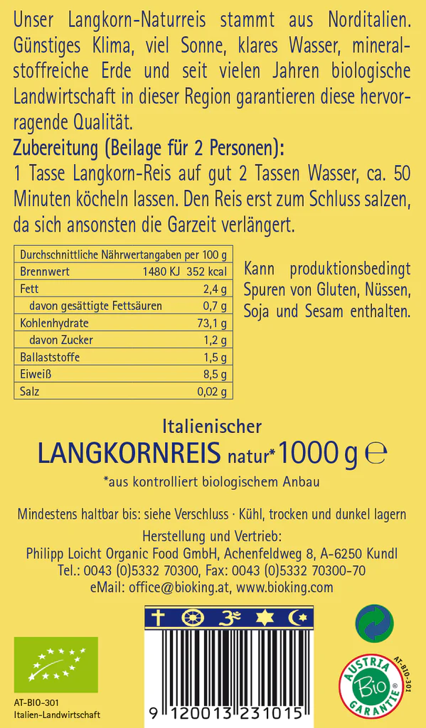 Artikelbild 2 des Artikels “BioKing Bio Langkornreis Natur, 1000g “