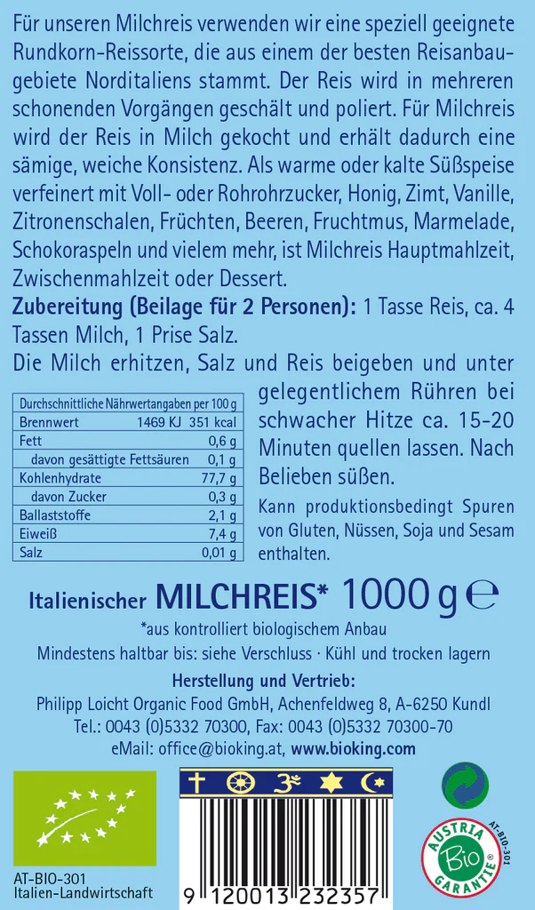 Artikelbild 2 des Artikels “BioKing Milchreis Risottoreis, 500g “