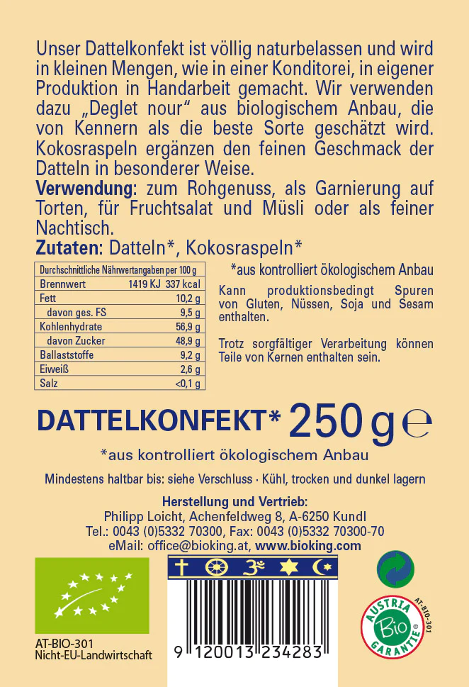 Artikelbild 2 des Artikels “BioKing Bio Dattelkonfekt mit Kokos, 250g “