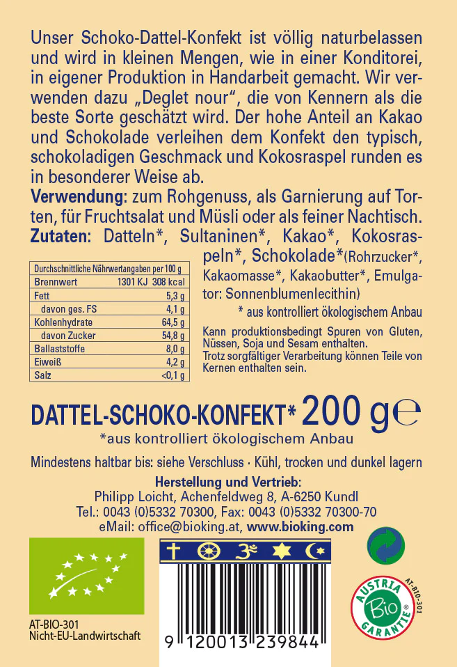 Artikelbild 2 des Artikels “BioKing Bio Dattel-Schoko-Konfekt, 200g “