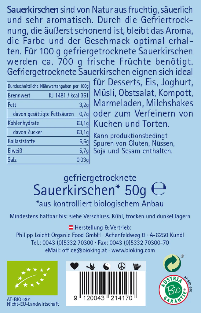 Artikelbild 2 des Artikels “BioKing Sauerkirschen Gefriergetrocknet, 50g “
