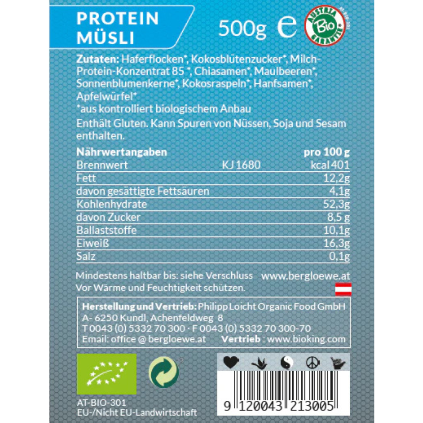 Artikelbild 2 des Artikels “Berglöwe Bio Protein-Müsli, 500g “
