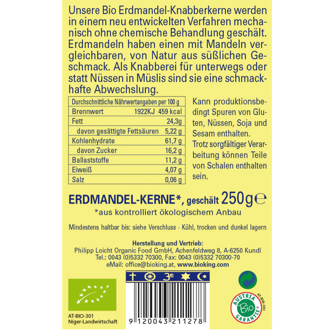 Artikelbild 2 des Artikels “BioKing Bio Erdmandel Knabberkerne Geschält 250g “