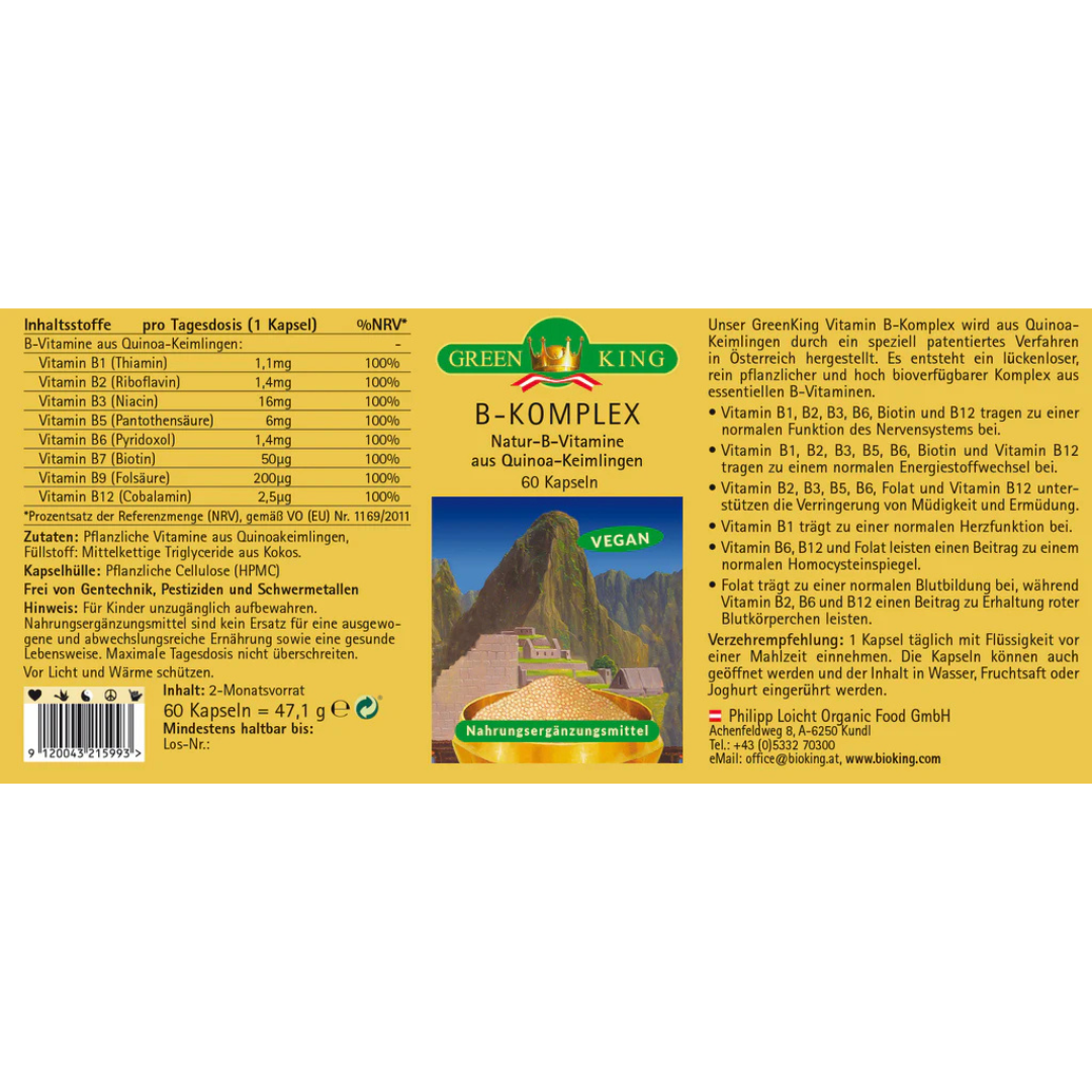 Artikelbild 2 des Artikels “GreenKing Vitamin B-komplex 60 Kapseln Natürlich “