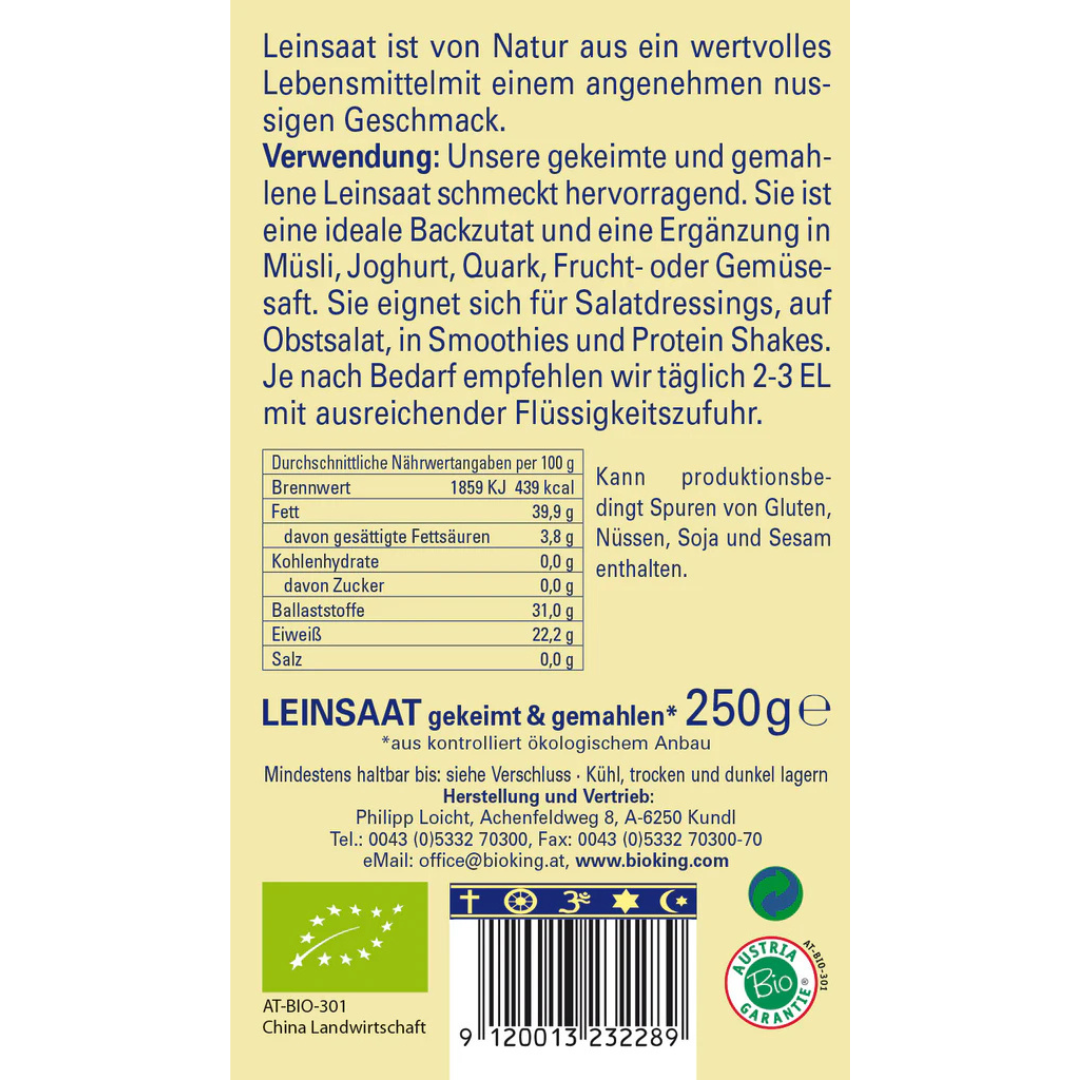 Artikelbild 2 des Artikels “BioKing Bio Leinsaat Gekeimt Gemahlen “