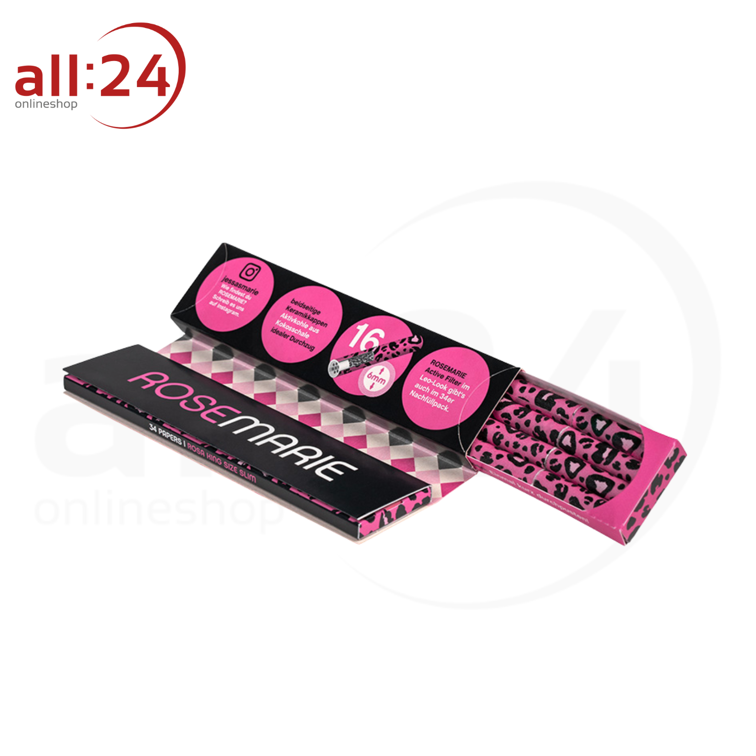 Artikelbild 2 des Artikels “MARIE Rosemarie Paper King Size Slim + Aktivkohlefilter - 16er Pack à 34 Blatt “