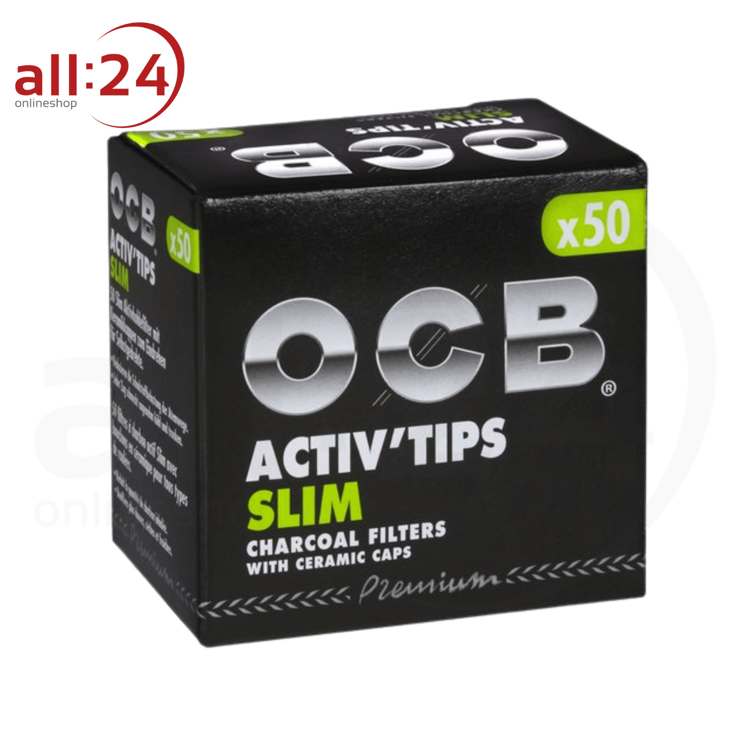 Artikelbild 2 des Artikels “OCB Premium Activ Tips Slim 7mm Aktivkohlefilter - 10er Pack à 50 Filter “