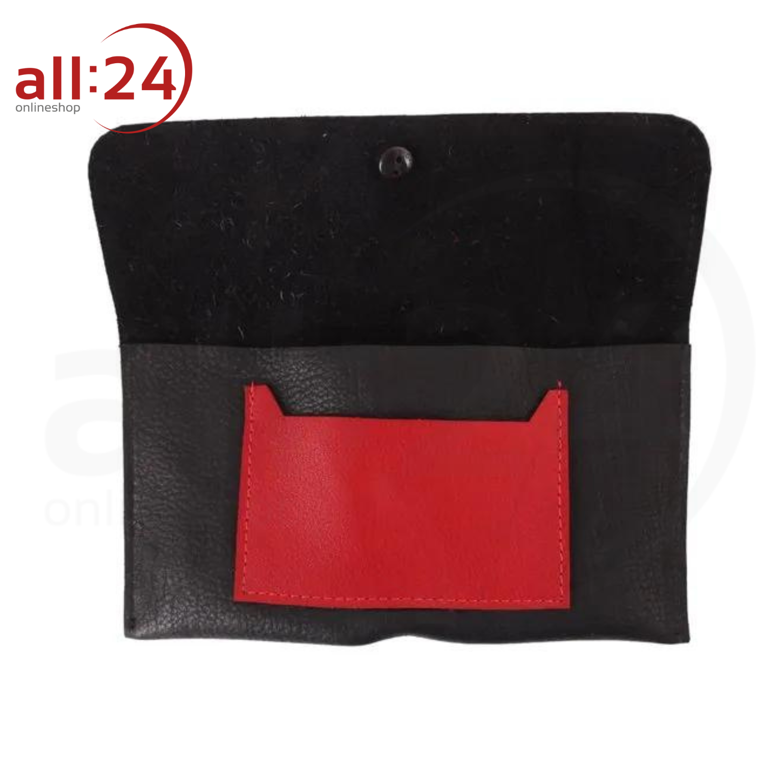 Artikelbild 2 des Artikels “Tabaktasche Leder rot/schwarz mit Bandverschluss “