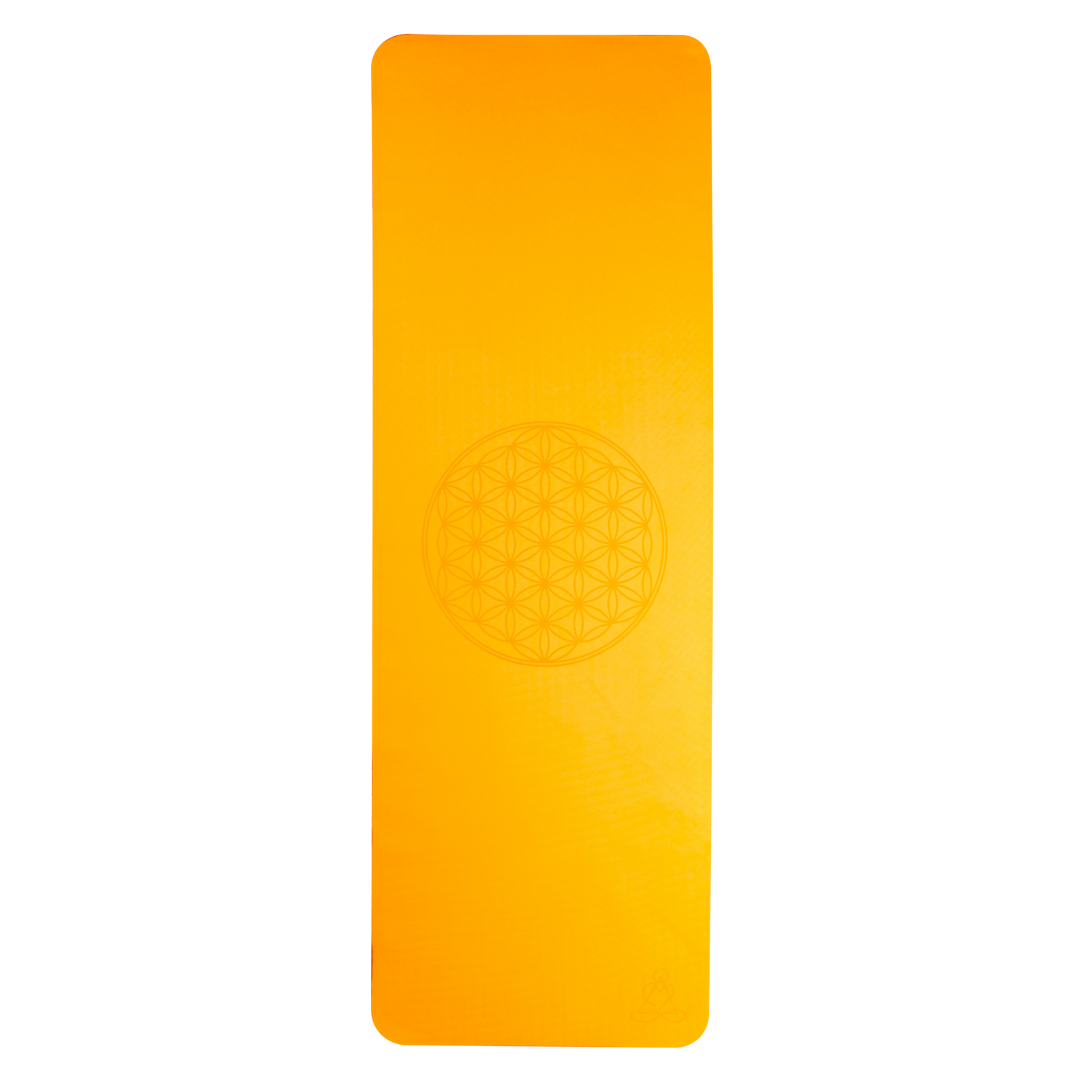 Artikelbild 2 des Artikels “Yogamatte TPE Orange mit Blume des Lebens “