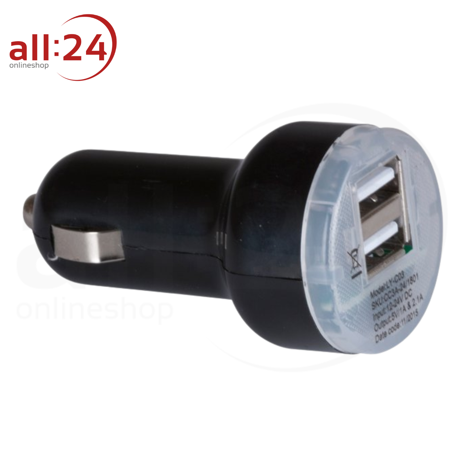 Artikelbild 2 des Artikels “Allride KFZ Auto Adapter Doppel-Ladekabel Zigarettenanzünder 12-24 V “
