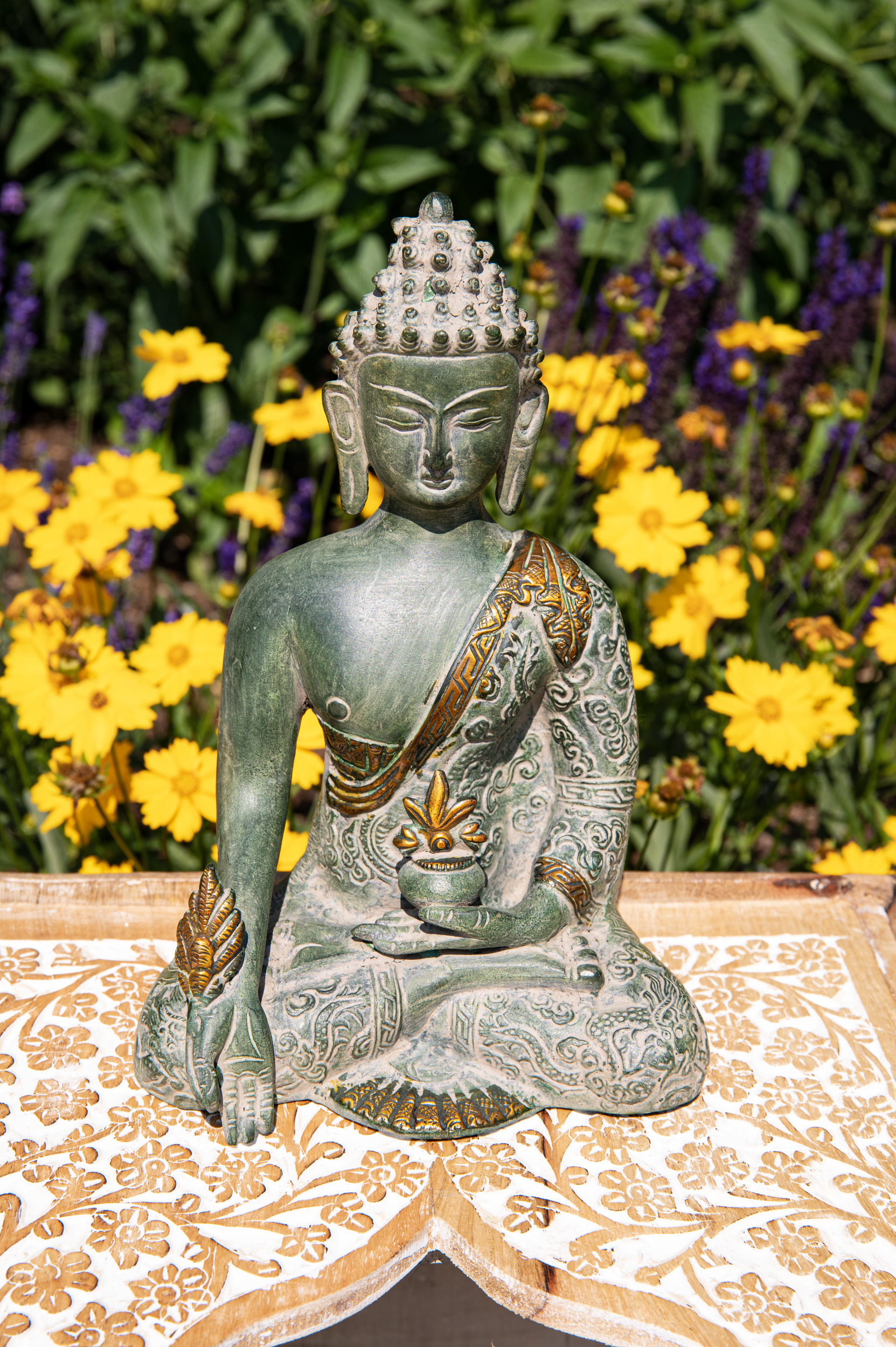 Artikelbild 2 des Artikels “Ganesha Statue Antik Grün mit Gold Finish “
