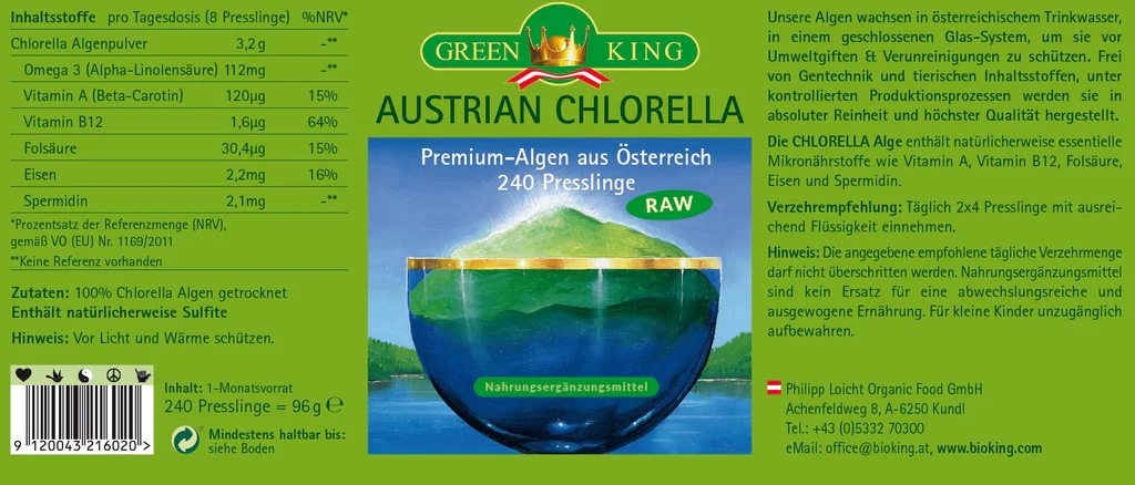 Artikelbild 2 des Artikels “GreenKing Chlorella-Algen aus Österreich 240 Presslinge “