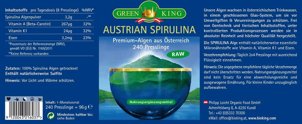 Artikelbild 2 des Artikels “GreenKing Bio Spirulina-Algen aus Österreich 240 Presslinge “