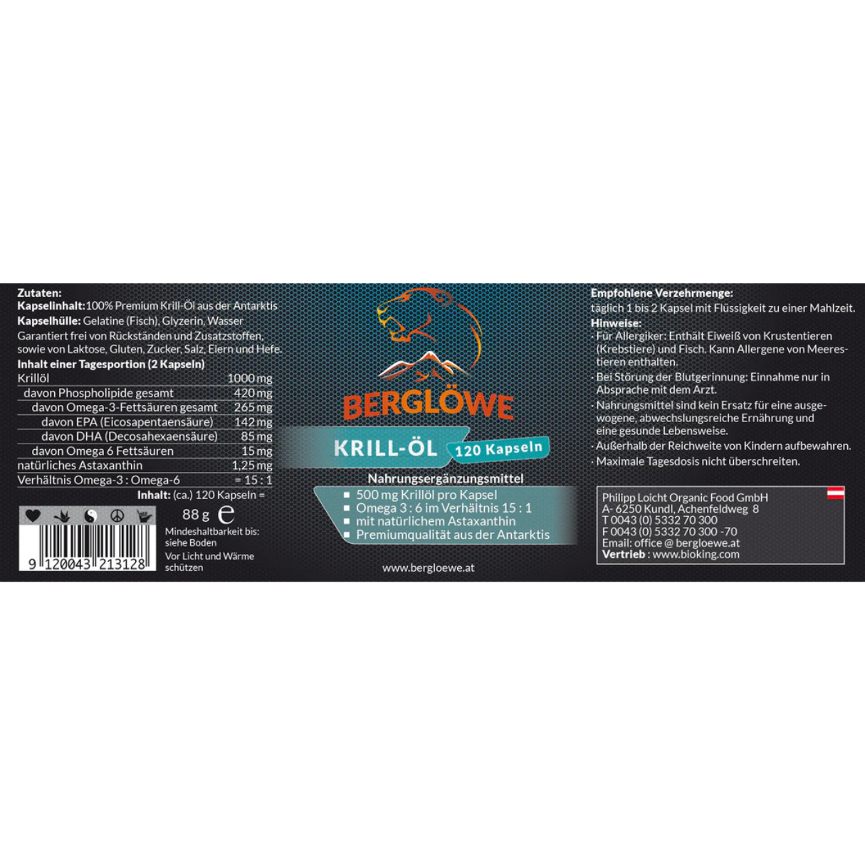 Artikelbild 3 des Artikels “Berglöwe Omega 3 aus Krill-Öl 44g-88g “