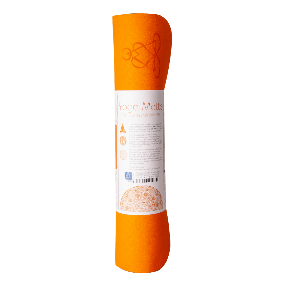 Artikelbild 3 des Artikels “Yogamatte TPE Orange mit Blume des Lebens “