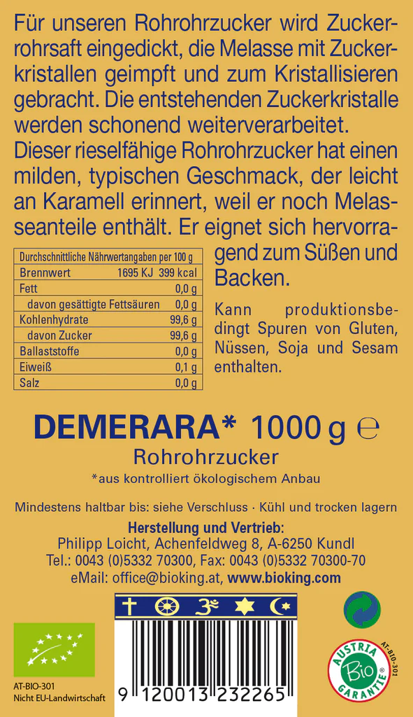 Artikelbild 4 des Artikels “BioKing Bio Demerara Rohrrohrzucker 500g-1000g “