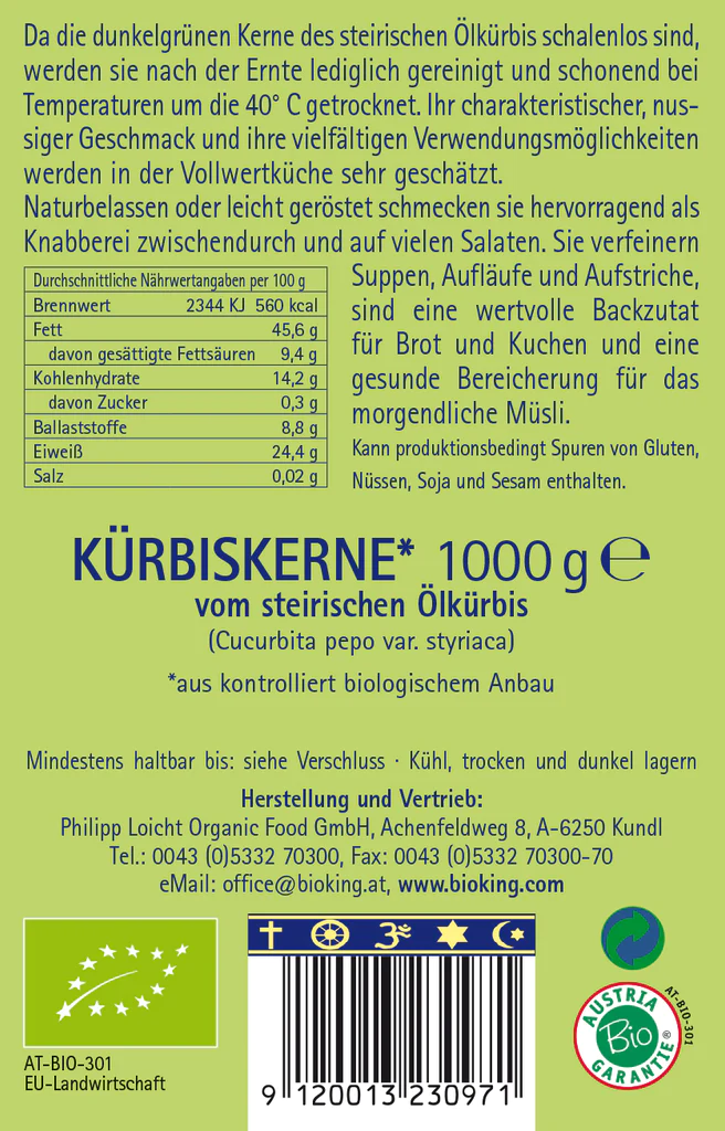 Artikelbild 6 des Artikels “BioKing Bio Kürbiskerne vom Steirischen Ölkürbis Vegan, 250g-1000g “